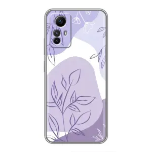Силконовий чохол з принтом в квітах на Xiaomi Redmi Note 12s (Фіолетове листя абстракція)
