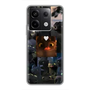 Чехол как приручить дракона на Xiaomi Redmi Note 13 (5G) (Дракон коллаж)