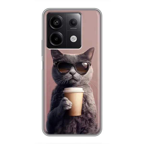 Чохол з принтом «Кіт з кавою» для Xiaomi Redmi Note 13 (5G)
