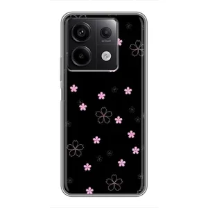 Чехол с принтом «Розовые цветы на черном» для Xiaomi Redmi Note 13 (5G)