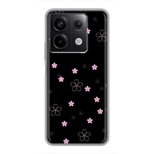 Чехол с принтом «Розовые цветы на черном» для Xiaomi Redmi Note 13 (5G)