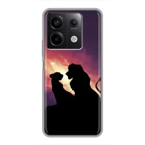 Чехол Король лев на Редми Нот 13 (5G) (Силуэт Симба и Налу)