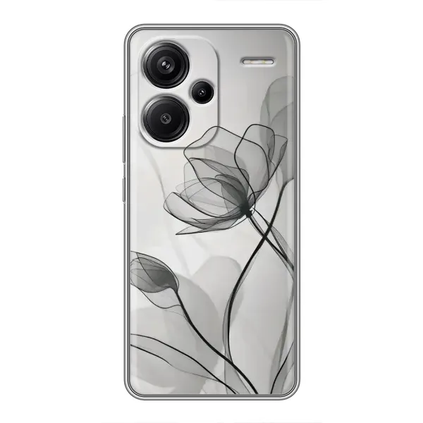 Чохол з принтом «Чорні квіти» для Xiaomi Redmi Note 13 Pro Plus