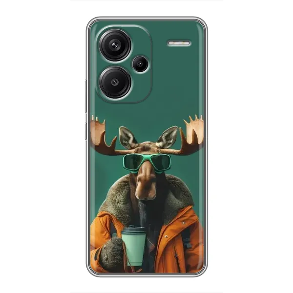 Чохол з принтом «Лось з кавою» для Xiaomi Redmi Note 13 Pro Plus