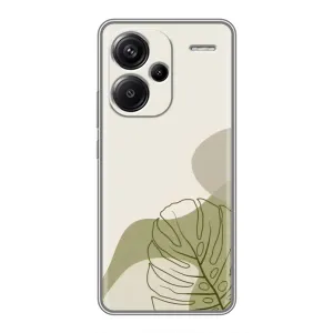 Силиконовый чехол с принтом в цветах на Xiaomi Redmi Note 13 Pro Plus (Зеленая монстера дизайн)