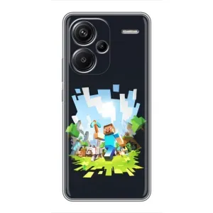 Чехол Майнкрафт на Xiaomi Redmi Note 13 Pro Plus (AlphaPrint) Minecraft (персонажи Minecraft)
