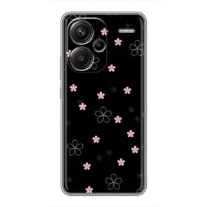 Чохол з принтом «Рожеві квіти на чорному» для Xiaomi Redmi Note 13 Pro Plus