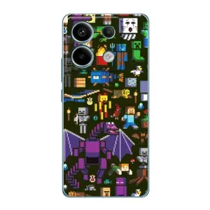 Чехол Майнкрафт на Xiaomi Redmi Note 13 Pro (4G) (AlphaPrint) Minecraft (Коллаж Майнкрафт)