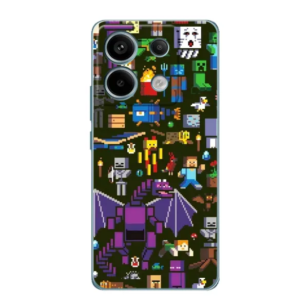 Чехол с принтом «Коллаж Майнкрафт» для Xiaomi Redmi Note 13 Pro Чехол с принтом «Коллаж Майнкрафт» для Xiaomi Redmi Note 13 Pro