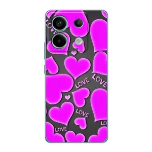 Чехлы для любимой на Редми Нот 13 Про (4G) (VPrint) (Pink hearts)