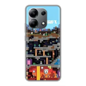 Чехол Майнкрафт на Xiaomi Redmi Note 13 (4G) (AlphaPrint) Minecraft (фон Minecraft)