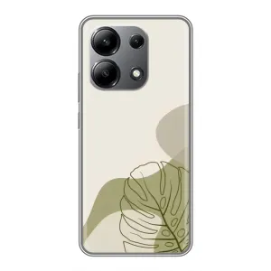 Силиконовый чехол с принтом в цветах на Xiaomi Redmi Note 13 (4G) (Зеленая монстера дизайн)
