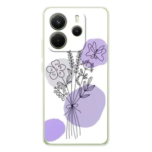 Силиконовый чехол с принтом в цветах на Xiaomi Redmi Note 14 4G (Global version) (Букет фиолетовая абстракция)