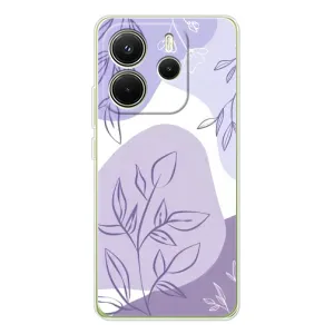 Силиконовый чехол с принтом в цветах на Xiaomi Redmi Note 14 4G (Global version) (Фиолетовые листья абстракция)