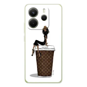 Чехлы Луи Витон для Xiaomi Redmi Note 14 4G (Global version) (AlphaPrint - LOUIS VUITTON) (кофе LOUIS VUITTON)