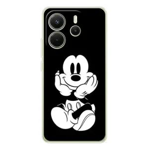 Эксклюзивный чехол для Xiaomi Redmi Note 14 4G (Global version) (AlphaPrint - Мультяшные) (Микки на черном)