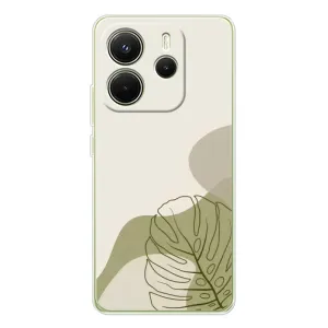 Силиконовый чехол с принтом в цветах на Xiaomi Redmi Note 14 4G (Global version) (Зеленая монстера дизайн)