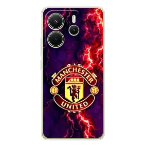 Чехол Манчестер Юнайтед для Xiaomi Redmi Note 14 4G (Глобальная версия) (AlphaPrint) (огненный Манчестер)