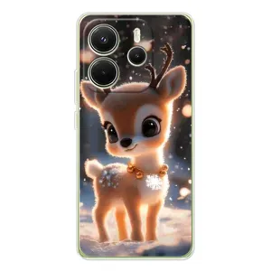 Яркий чехол для Xiaomi Redmi Note 14 4G (Global) с Зимними Оленятами (Олененок)