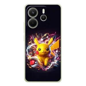 Чехол с Пикачу на Xiaomi Redmi Note 14 4G (Global version) (Пикачу с мячом)