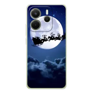 Новогодние Чехлы для Xiaomi Redmi Note 14 4G (Глобальная версия) (VPrint) (Санта - луна)