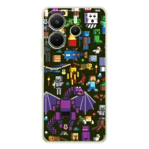 Чохол Майнкрафт на Xiaomi Redmi Note 14 4G (AlphaPrint) Minecraft (Колаж Майнкрафт)