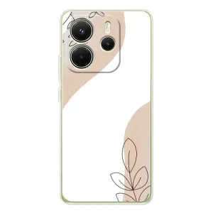 Силиконовый чехол с принтом в цветах на Xiaomi Redmi Note 14 4G (Нюдовая веточка абстракция)