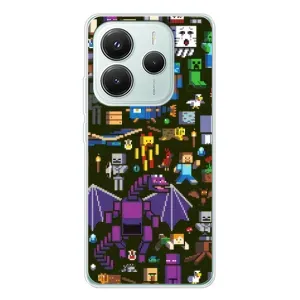 Чохол Майнкрафт на Xiaomi Redmi Note 14 5G (AlphaPrint) Minecraft (Колаж Майнкрафт)