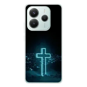 Чехол для Xiaomi Redmi Note 14 5G (AlphaPrint) - (Христианские) (Крест и город)