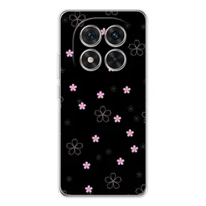 Чехол с розовым рисунком для Xiaomi Redmi Note 14 Pro Plus (Розовые цветы на черном)