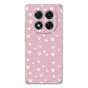 Чехол с розовым рисунком для Xiaomi Redmi Note 14 Pro Plus (Сердечки на розовом)