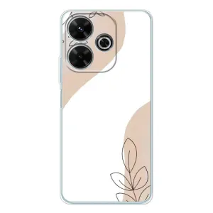 Силиконовый чехол с принтом в цветах на Xiaomi Redmi Note 14 SE 5G (Нюдовая веточка абстракция)