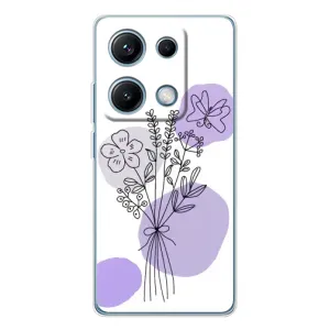 Силиконовый чехол с принтом в цветах на Xiaomi Redmi Note 14S (Букет фиолетовая абстракция)