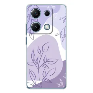 Силиконовый чехол с принтом в цветах на Xiaomi Redmi Note 14S (Фиолетовые листья абстракция)