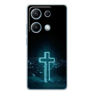 Чехол для Xiaomi Redmi Note 14S (AlphaPrint) - (Христианские) (Крест и город)