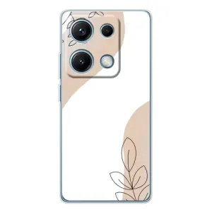 Силиконовый чехол с принтом в цветах на Xiaomi Redmi Note 14S (Нюдовая веточка абстракция)