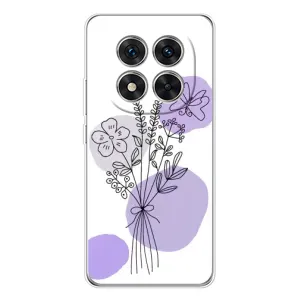 Силиконовый чехол с принтом в цветах на Xiaomi Redmi Note 15 Pro 5G (Букет фиолетовая абстракция)