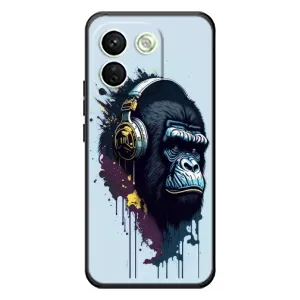 Чехол с Обезьянами Xiaomi Redmi Note 17 Pro Max - (AlphaPrint) (Горилла в наушниках)