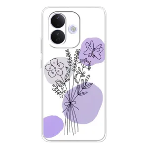 Силиконовый чехол с принтом в цветах на Xiaomi Redmi Note 17 Pro (Букет фиолетовая абстракция)