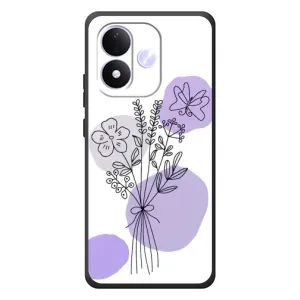 Силиконовый чехол с принтом в цветах на Xiaomi Redmi Note 17 (Букет фиолетовая абстракция)