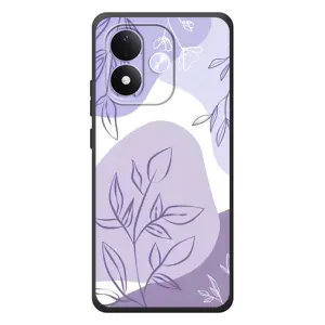 Силиконовый чехол с принтом в цветах на Xiaomi Redmi Note 17 (Фиолетовые листья абстракция)