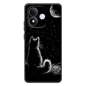 Чехол с принтом для Xiaomi Redmi Note 17 (AlphaPrint) Модные коты (Котик и луна)