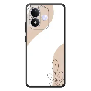 Силиконовый чехол с принтом в цветах на Xiaomi Redmi Note 17 (Нюдовая веточка абстракция)