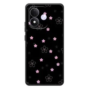 Чохол з розовим принтом для Xiaomi Redmi Note 17 (Рожеві квіти на чорному)