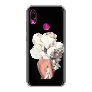 Чехлы (ART) Цветы на Xiaomi Redmi Note 7 (VPrint) (Белые цветы)
