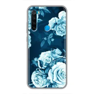 Чехлы (ART) Цветы на Xiaomi Redmi Note 8 (VPrint) (Голубые Бутоны)