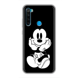 Эксклюзивный чехол для Xiaomi Redmi Note 8 (AlphaPrint - Мультяшные) (Микки на черном)