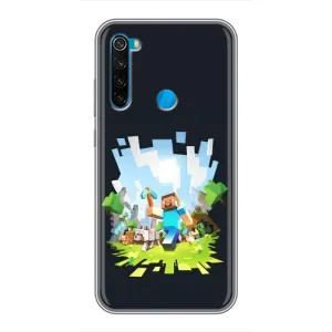 Чехол Майнкрафт на Xiaomi Redmi Note 8T (AlphaPrint) Minecraft (персонажи Minecraft)