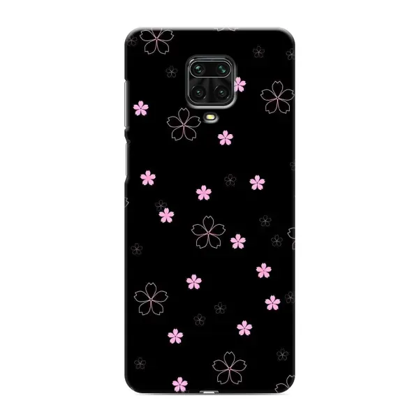 Чохол з принтом «Рожеві квіти на чорному» для Xiaomi Redmi Note 9 Pro Max