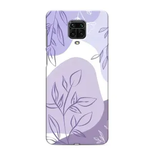Силиконовый чехол с принтом в цветах на Xiaomi Redmi Note 9 Pro (Фиолетовые листья абстракция)